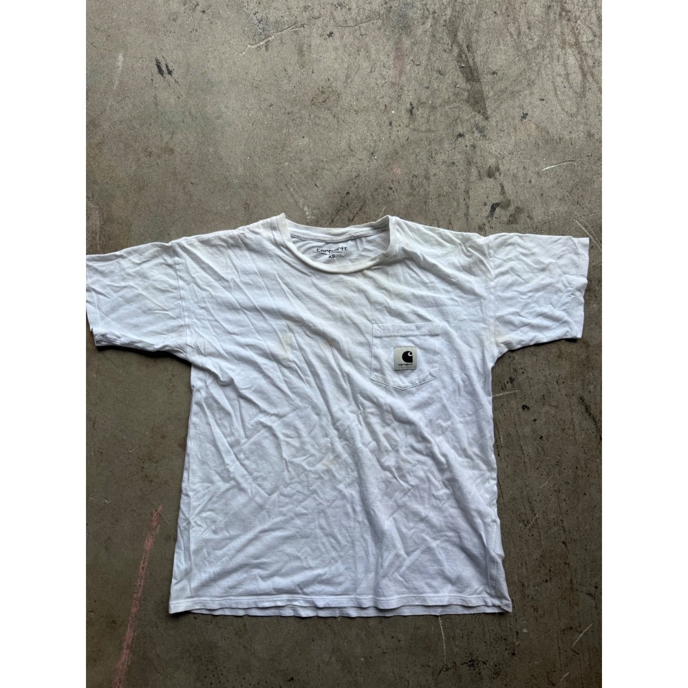 Carhartt WIP Pocket T-Shirt White Mens XS Short Sleeve Crew Neck Logo Patch